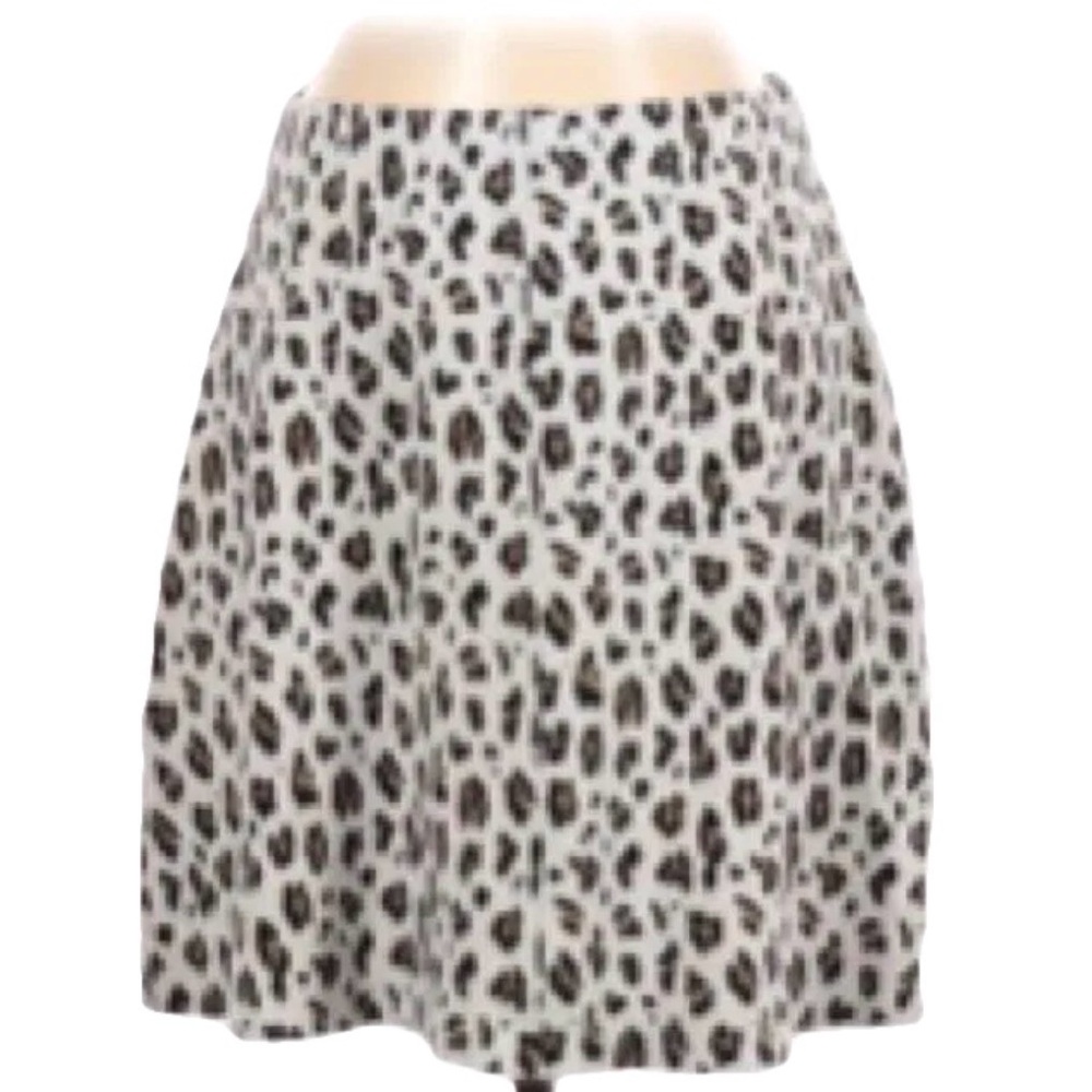 LOFT Leopard Print A-Line Skirt in Black and White